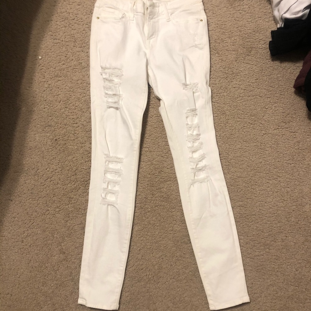 Frame white denim skinny jeans